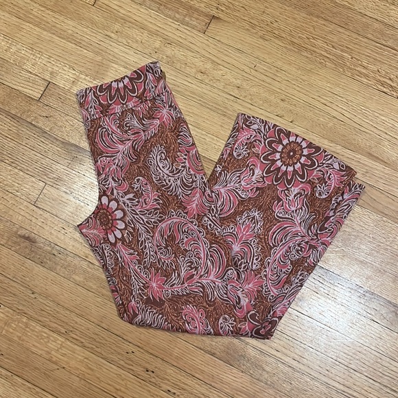 Anthro MAEVE Pink Paisley Flare Leg Retro Pants - Picture 11 of 15